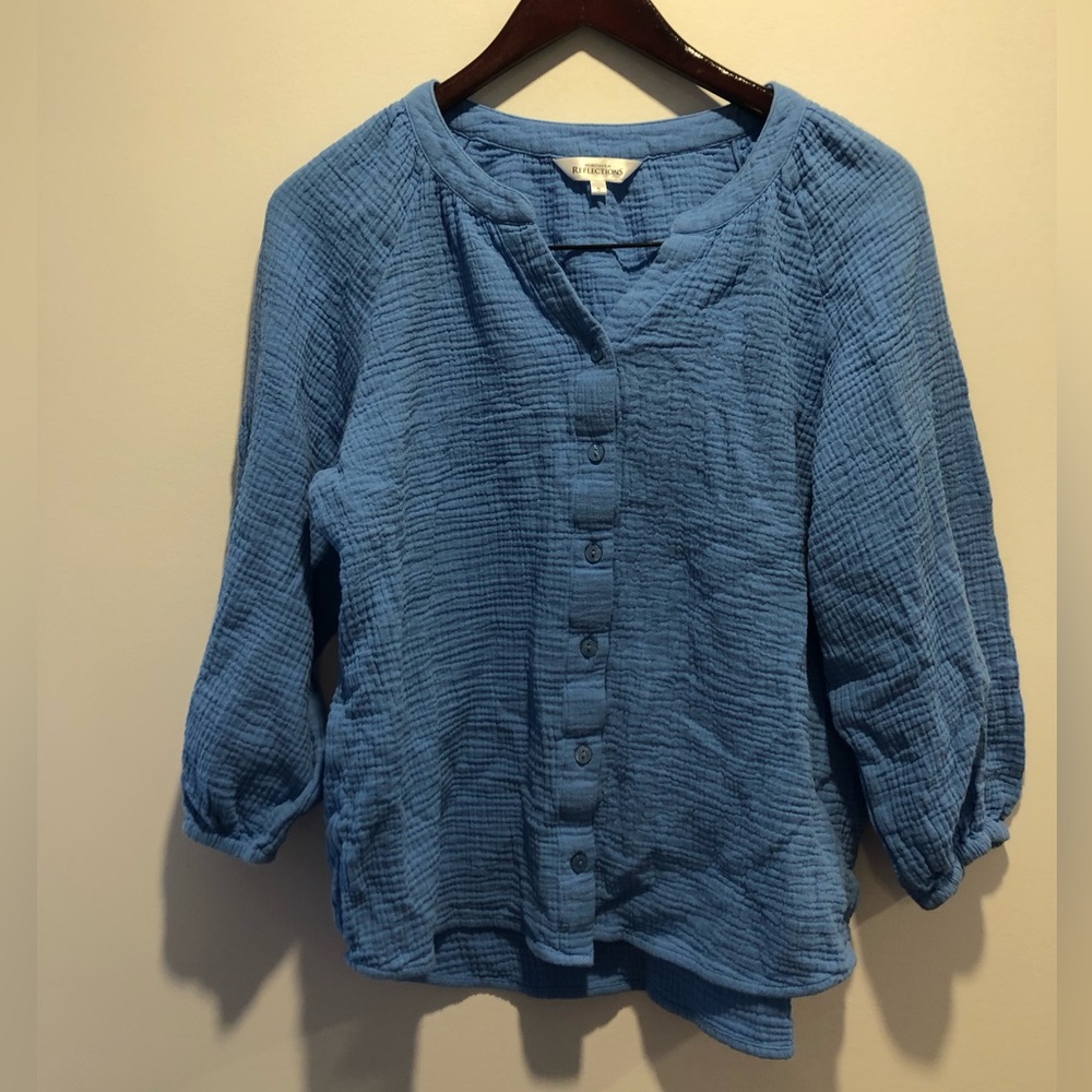 Northern Reflections Textured Blue Button-Down Shirt